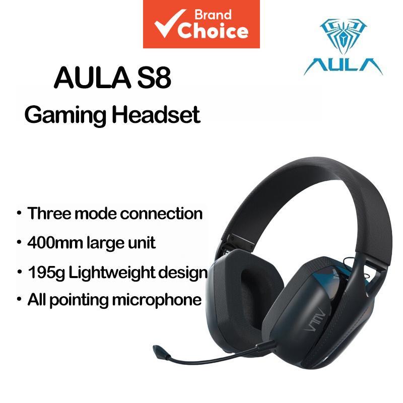 Fones de Ouvido AULA S8: Conexão Tripla, Microfone Destacável Leve, Fones Gamer Estéreo HiFi, Música Esportiva, Sem