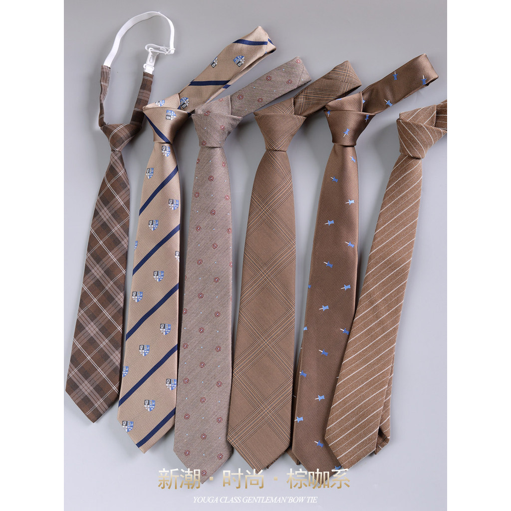 Moda marrom gravata Formal Wear masculino moda Retro marrom jk acessórios feminino Casual livre estilo Preppy listras