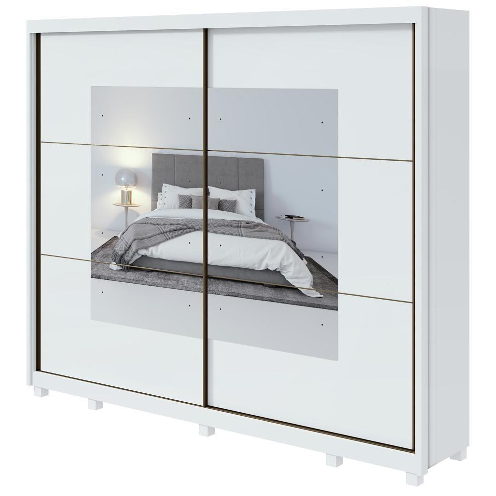 Guarda Roupa Guarda-roupa Toronto 2 Portas dupla face 6 Gavetas Branco MDF com Espelho