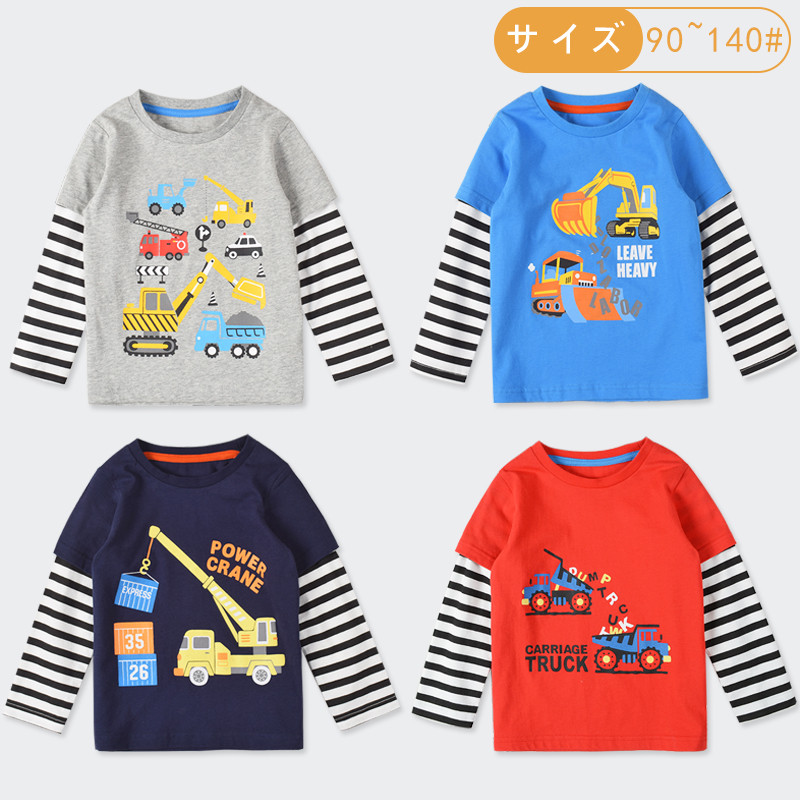 Estilo japonês primavera balanço diversão meninos camiseta de manga comprida grandes crianças puro algodão engenharia ve