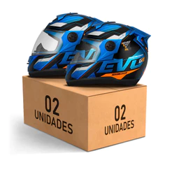 Kit 2 Capacetes De Moto Pro Tork Evolution G8 Evo Azul E Laranja Mais Variações