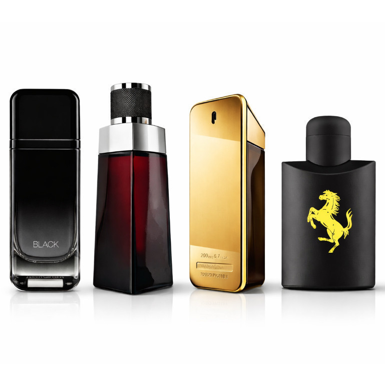 Kit 4 Perfumes Masculinos Premium Essência Concentrada Aroma Intenso Alta Fixação Refil Spray