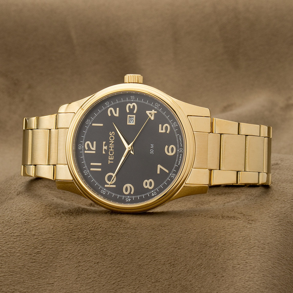 Relógio Masculino Technos Dourado Números Completos 2115UCI/1P