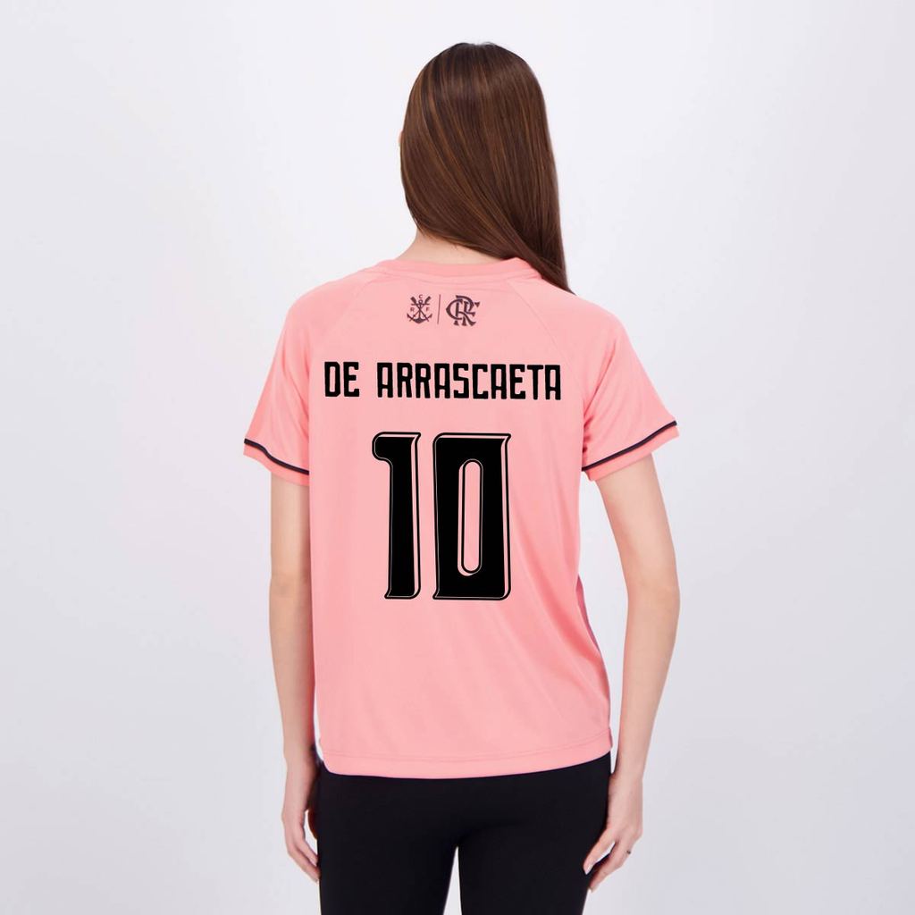 Camisa Flamengo Frequência Feminina Rosa 10 De Arrascaeta