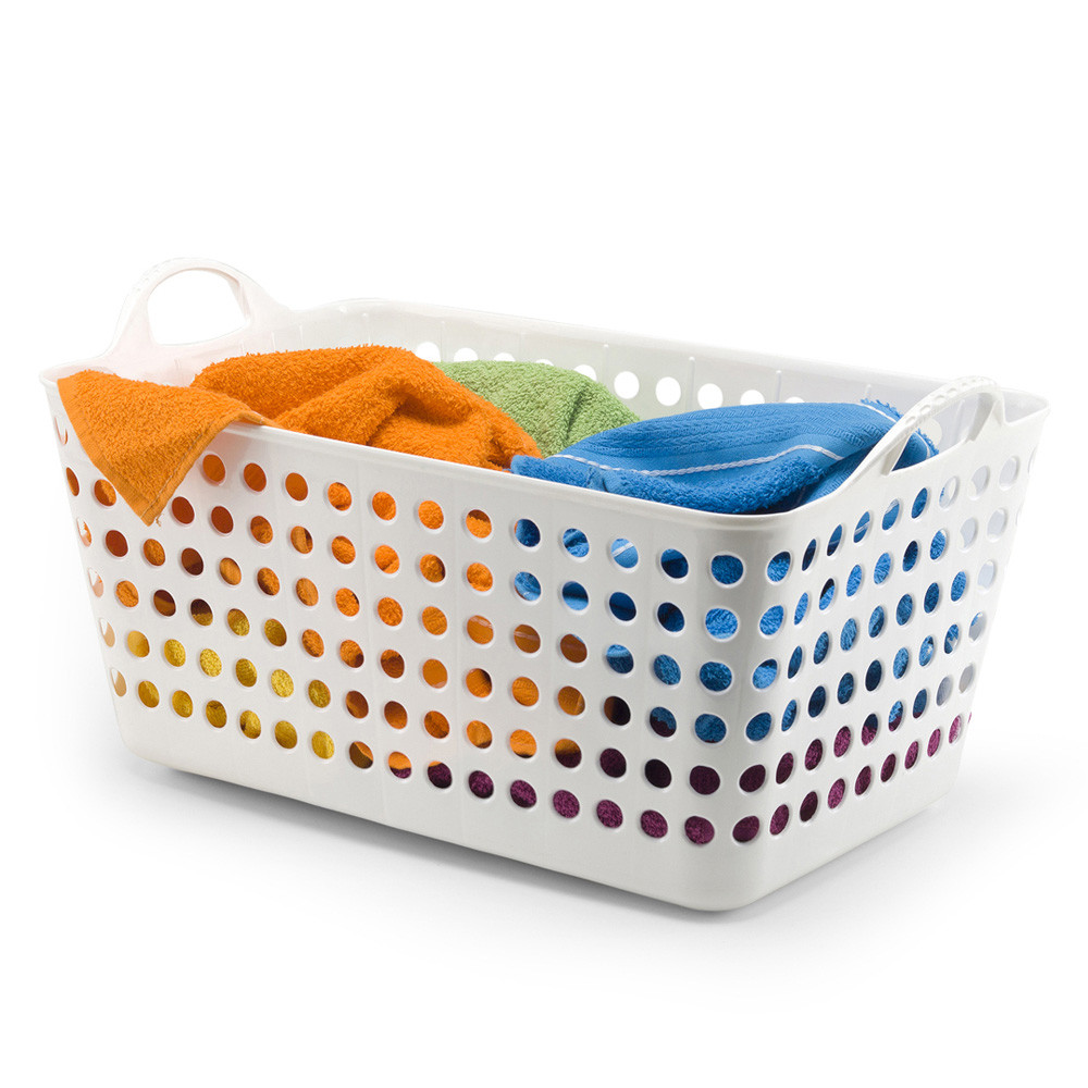 Cesto De Roupa Suja Oval Flexível Com Alça 22 Litros Branco Para Lavanderia E Or