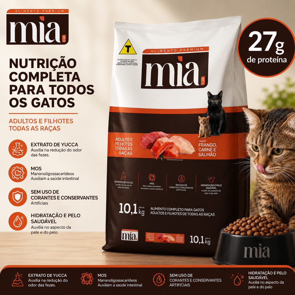 Ração Mia Cat Premium Filhote e Adulto 10kg