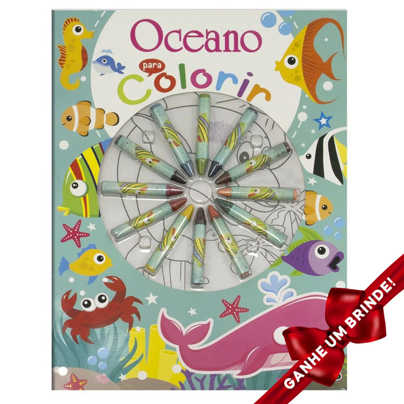 Livro Cores em Ação! Oceano para Colorir SBN Crianças Filhos Infantil Desenho História Brincar