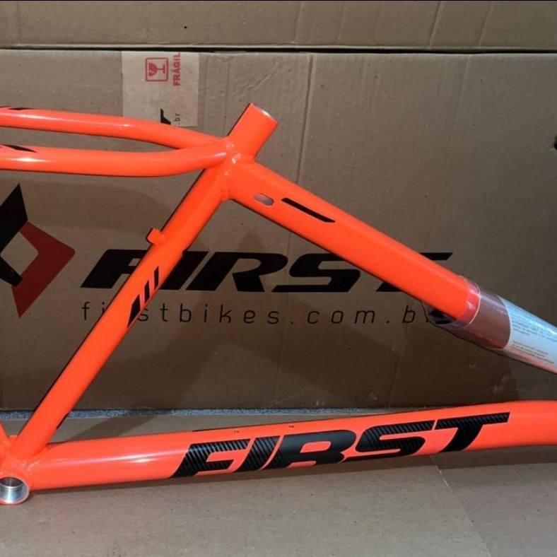 QUADRO MTB LIFTY GOLD ALUMINIO - FIRST - LARANJA CHICLETE/CHUMBO BRILHO 3.0 T15.5