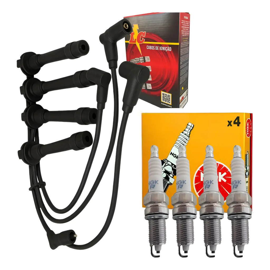 Cabos Lc +vela Ngk  Doblo Palio Siena 1.0 1.3 16v Motor Fire Preto