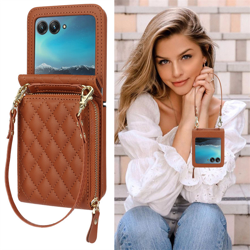 Para Motorola Razr 50 40 60 Ultra Caso Pequena Fragrância Crossbody Cordão Pele