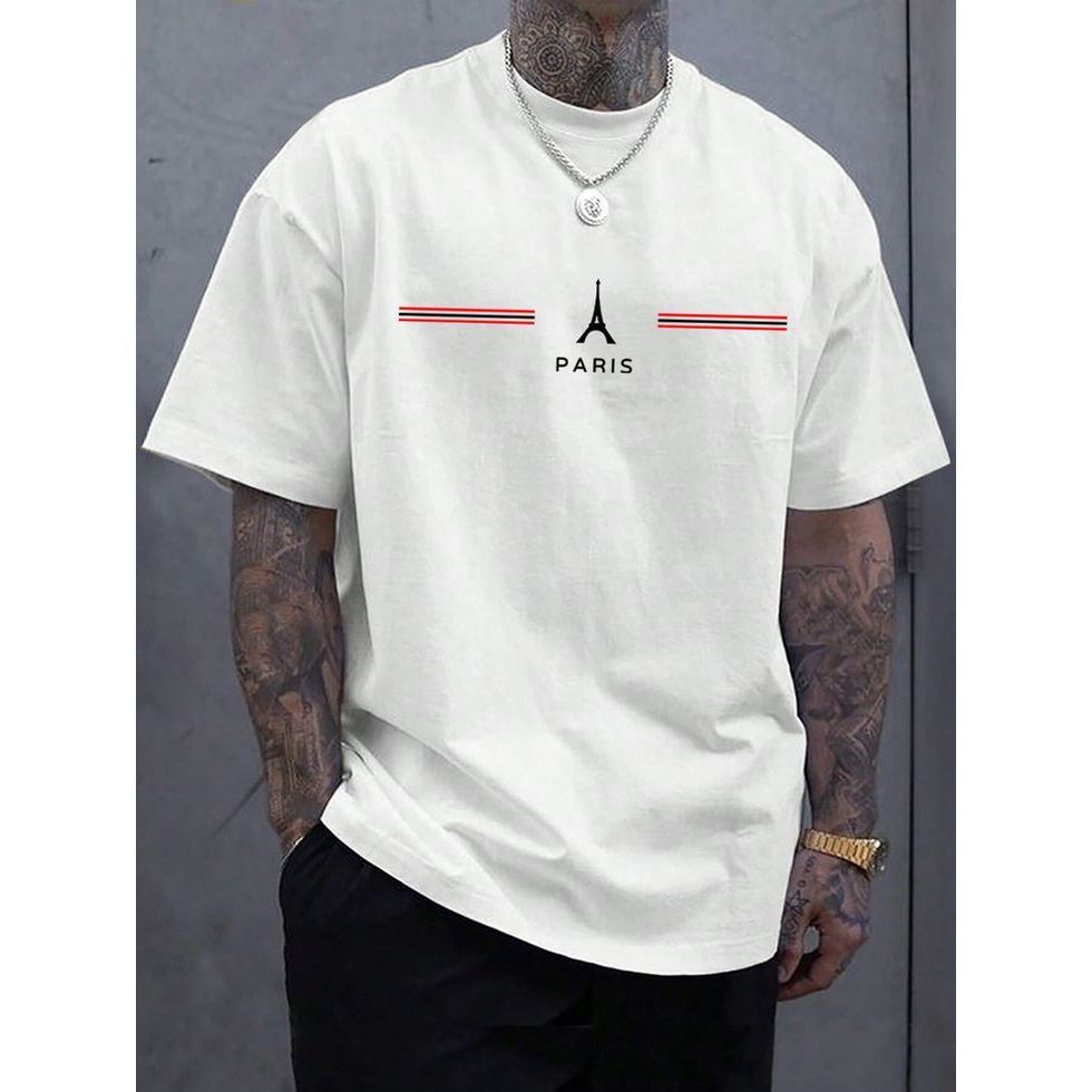 Camiseta Masculina Paris branca Oversized Streetwear camisa preta Algodão 100% Premium Exclusiva 2026
