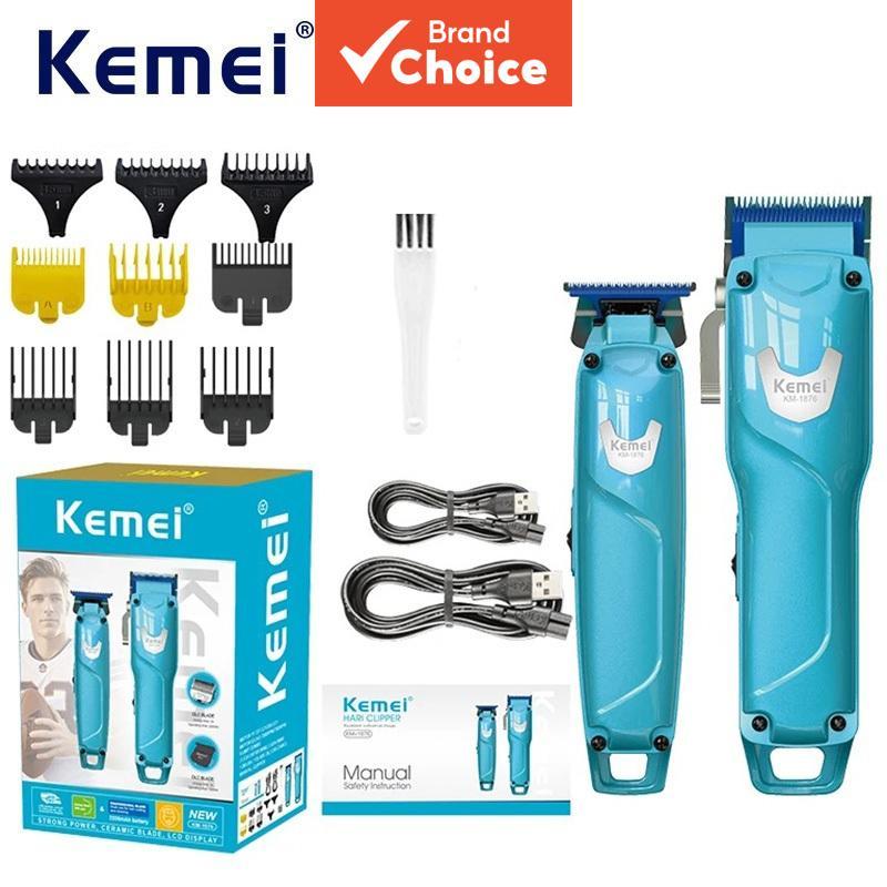 Kit de Aparador de Cabelo Profissional Sem Fio Kemei, Lâminas de Cerâmica, Máquina de Cortar Cabelo Elétrica
