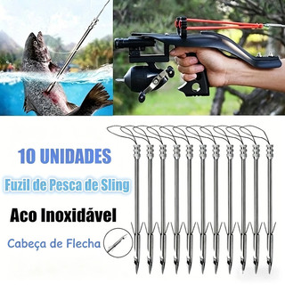 10 Unidades Seta de Estilingue para Pesca em Aço Inoxidável 14cm Dardos de Peixe Profissional