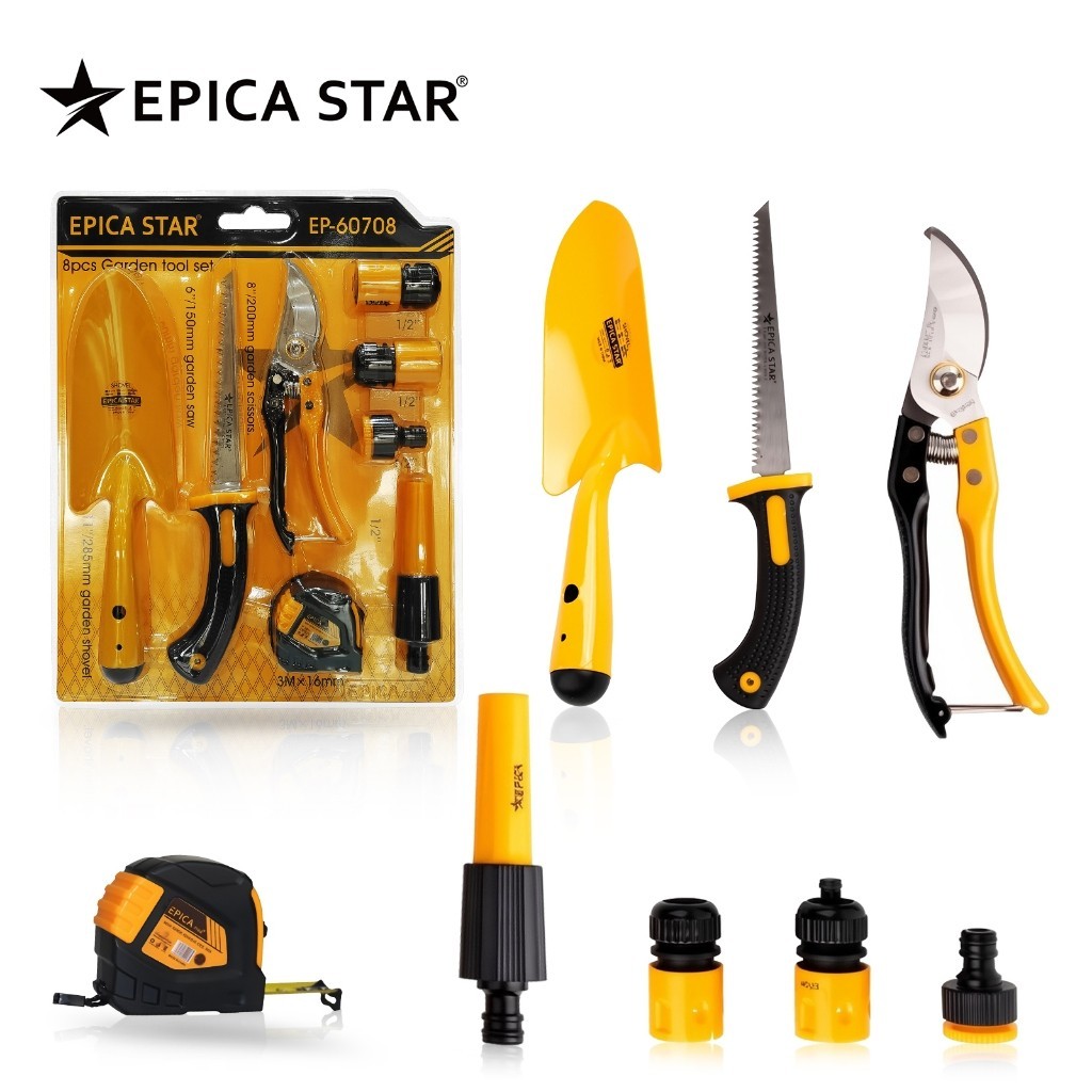 Kit Jardim 8 Peças - Tesoura Poda, Regador + Acessórios - Completo