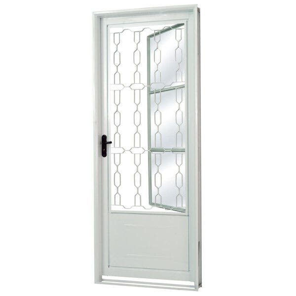 Porta de Aço Postigo 215x85cm com Grade Elo Minas Sul Mgm Abertura Esquerda Esquerda