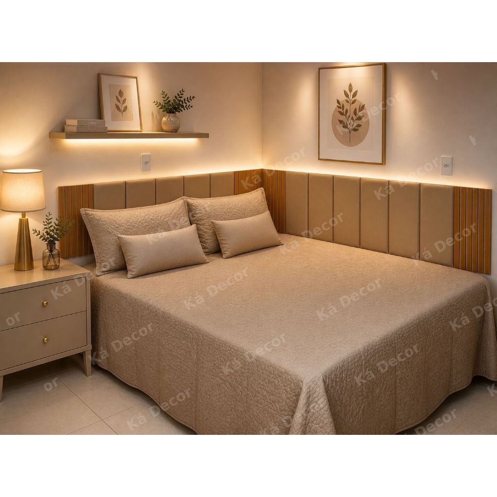Kit Até 24 Peças Cabeceira Modular em L Painel / Ripado MDF Para Cama Box Solteiro Casal Queen King