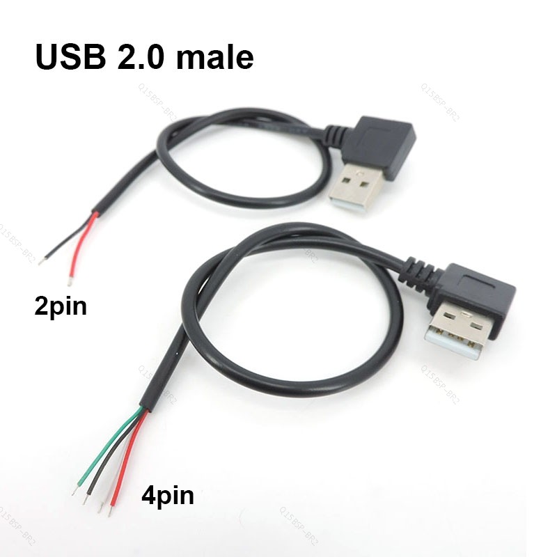 30cm 5V USB 2.0 2 4 Pinos Fio diy Conector Macho plug Jack Direito Anjo Cotovelo Carga De Energia Extensão Cabo Adaptado