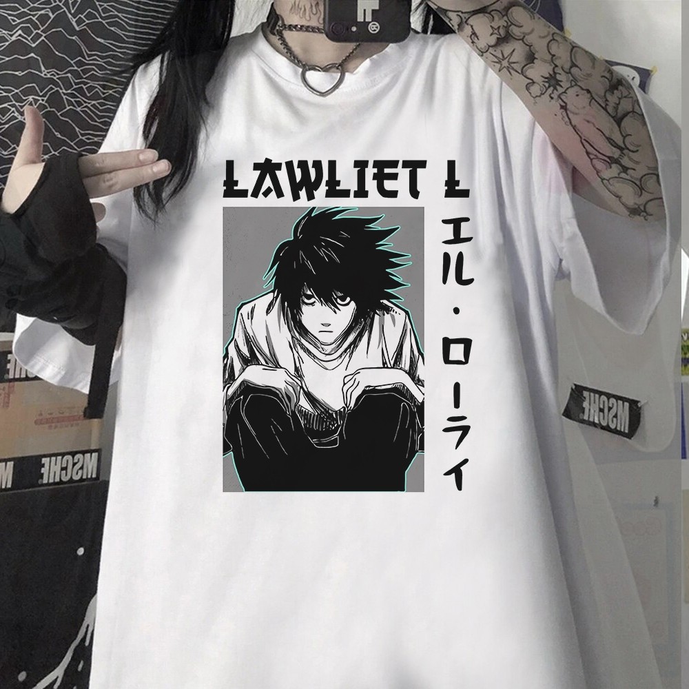 Camisa Camiseta L Death Note Animes Otaku Caderno da Morte Shinigami Kira Light Yagami Lawliet Estampas em DTF.