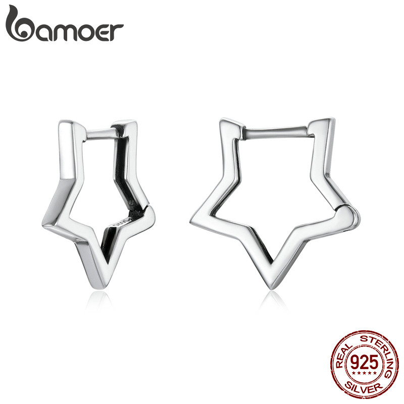 Bamoer Joia / Brinco Feminino De Prata Genuíno 925 Com Formato De Estrela / Origanico Para Mulheres / Meninas / Presentes Sce1136