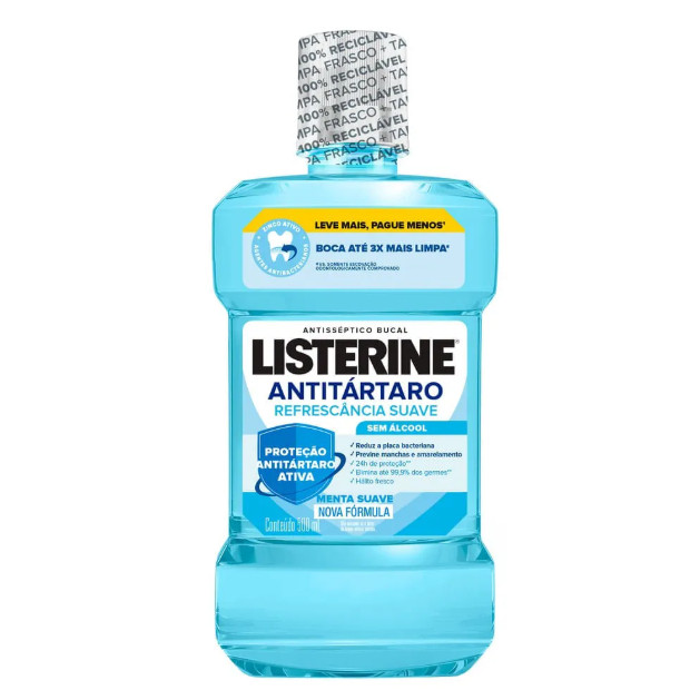 Enxaguante Bucal Listerine Antitártaro refrescância Suave Sem Álcool 500ml - Validade 11/2027