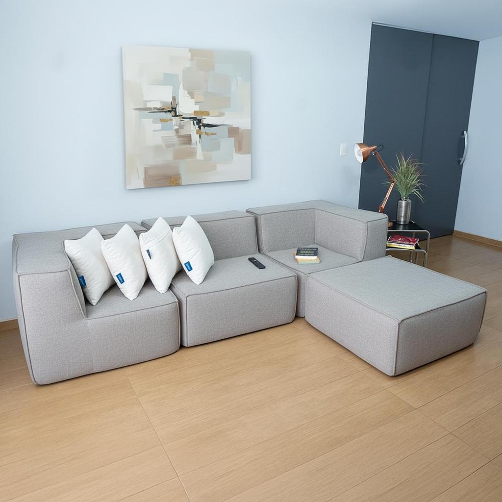 Imagem Sofá Modular Flow Boucle 3 Lugares com 2 Braços e 1 Chaise para Sala Premium