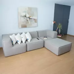 Sofá Modular Flow 3 Lugares Com 2 Braços 1 Chaise Inflow Bouclé Vem Na Caixa Compacto