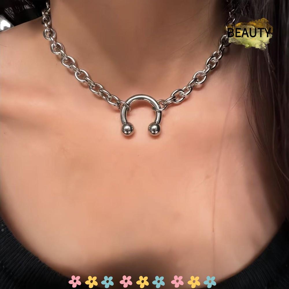 BEAUTYHOMEBR Corrente Estilo Punk , Colar Gótico Com Clipe De Nariz , Anel Redondo Grosso , Gargantilha Retrô