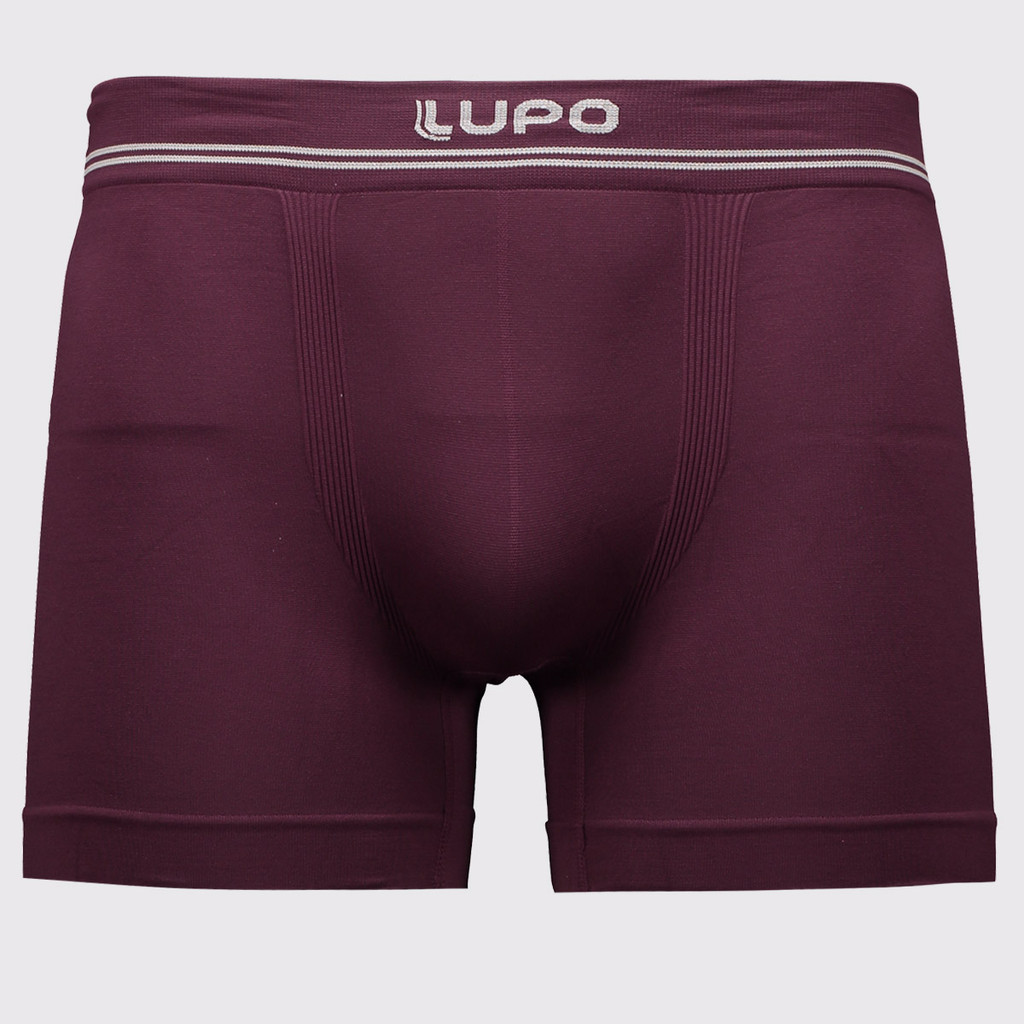 Cueca Boxer Lupo Microfibra Sem Costura Vinho e Branco