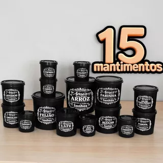 Kit de 15 Organizadores de Mantimento para Casa e Cozinha