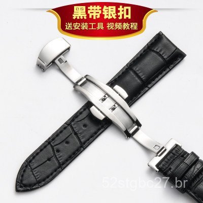 Pulseira de couro genuíno com fivela de pino, pulseira de relógio de couro genuíno para homens e mulheres, acessórios de
