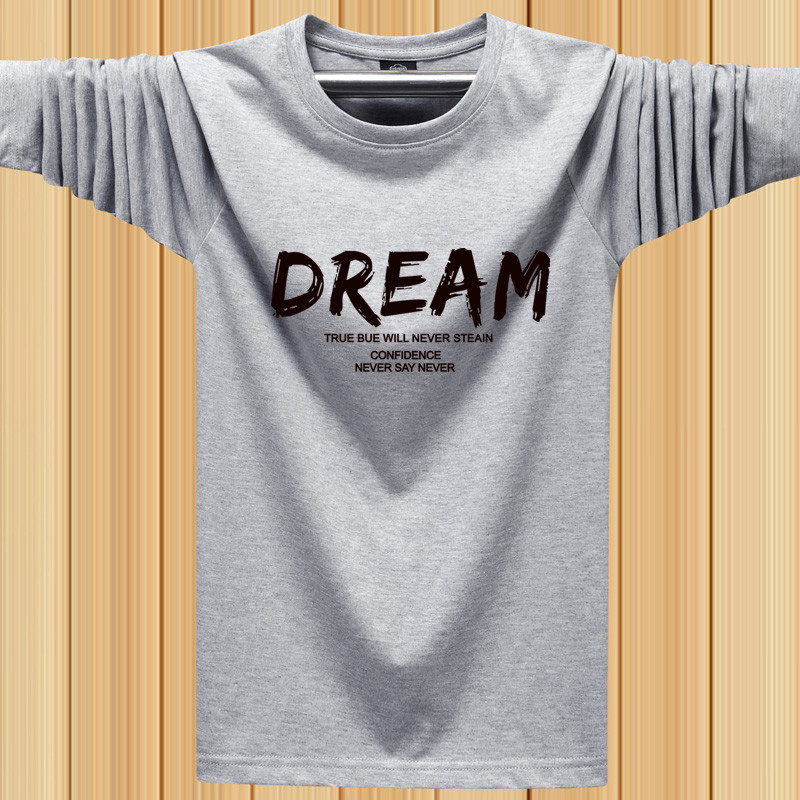 Primavera outono juventude esportes masculinos Casual fino manga comprida camiseta mais gordura plus Size moletom de fun