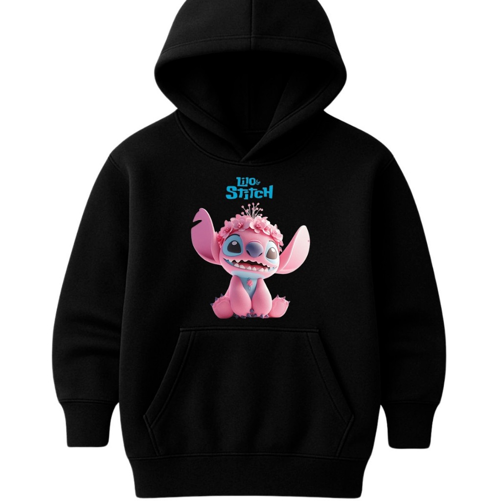 Moletom Canguru Lançamento Angel Lilo & Stitch Rosa Filme Novo 2025 Blusa De Frio Casaco Unissex Lilo e Stitch Infantil
