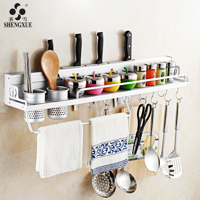 Espaço de alumínio faca cozinha rack cozinha banheiro suprimentos rack parede pendurado gancho utensílios cozinha temper