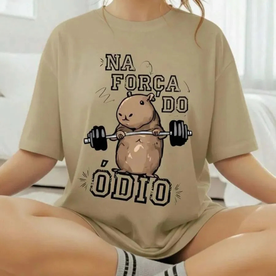 Camiseta T-shirt Feminina Capivara Força Do Ódio Academia