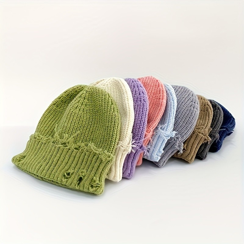 Gorro Vintage Elástico com Efeito de Rasgo (Efeito de Lágrima) - Unissex, Adequado para o Inverno, para Homens e Mulhere