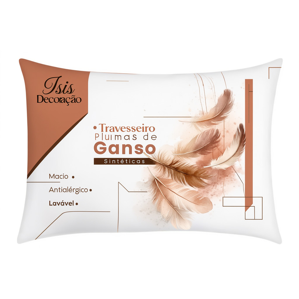 Kit 2 Travesseiro pluma sintetica Antialergico 50x70cm extra macio tecido Isis Decoração