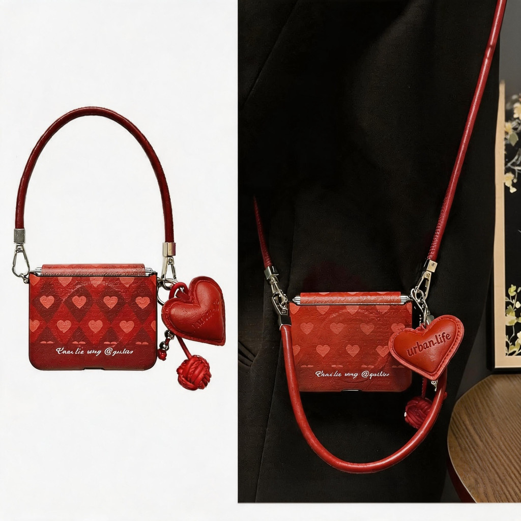 Capa Feminina Magnética com Alça para Motorola Razr 50 Ultra / Razr 60, Vermelho