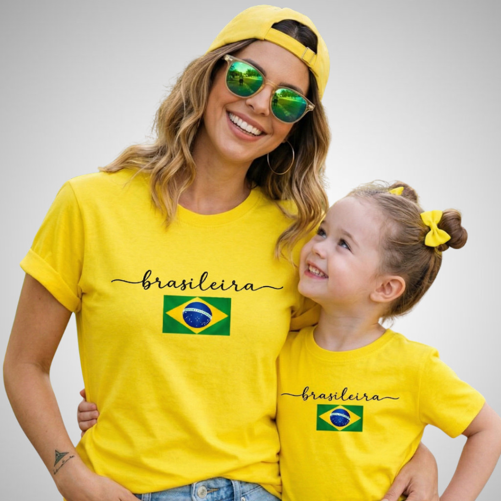 Camiseta Brasileira Feminina Infanti Brasil ou Adulto T-shirt Tal Mãe Tal Filha