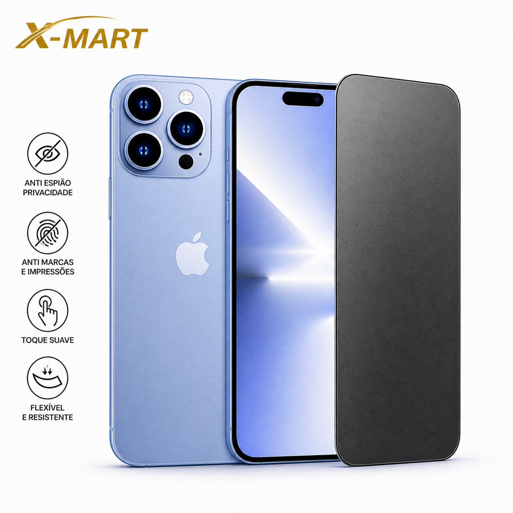 Película de Privacidade Cerâmica Fosca para iPhone 17 16 15 14 13 12 11 Anti Spy HD Proteção Tela Não Quebra