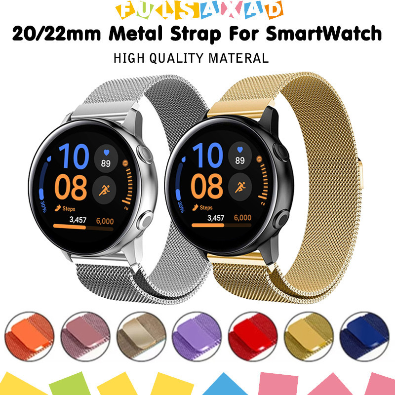 Pulseira De Metal Aço 22mm 20mm Para Relógio Samsung Galaxy Watch 7 6 5 FE/ Huawei GT 6 5/ Amazfit GTR GTS 4 Mini/Redmi