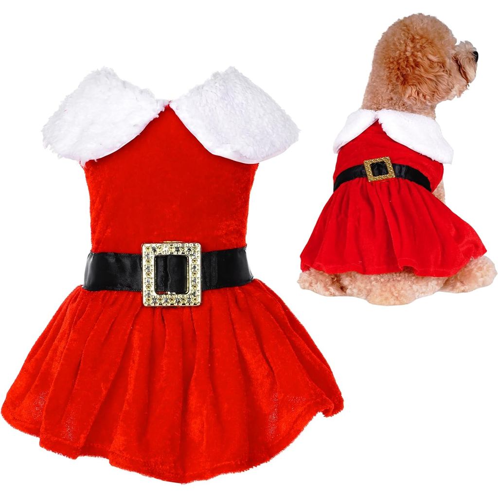 Vestido de Natal para Cães, Fantasia de Papai Noel para Cães, Roupa de Veludo Vermelho para Cães, Traje de Cosplay para
