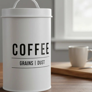 Pote Para Guardar Café De Aço Branco e Preto Manhattan 1,1Litros Hauskraft