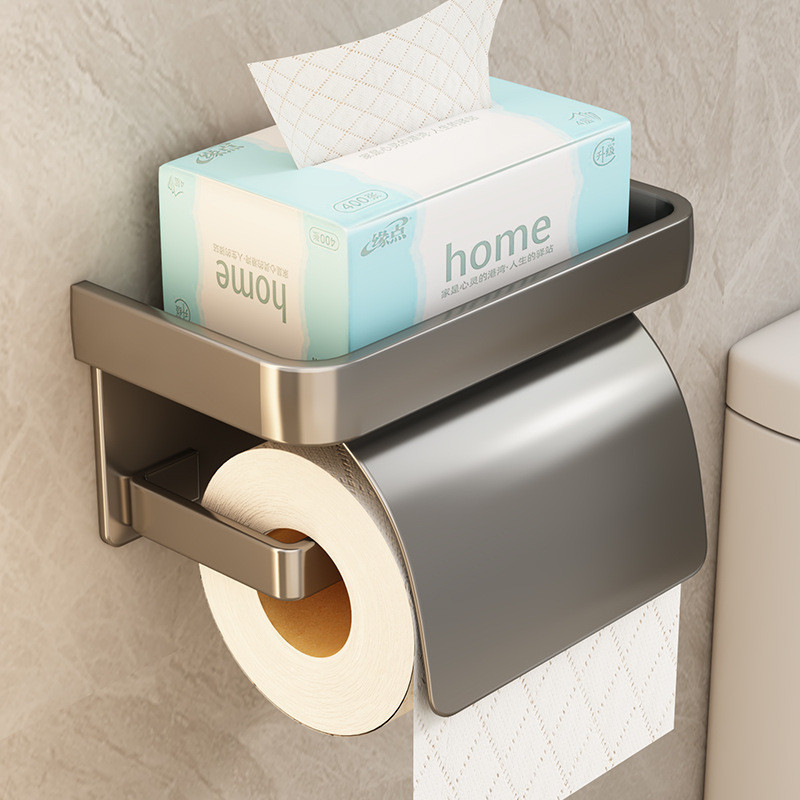 Suporte Porta Papel Higiênico Parede Adesivo Prateleira Celular Lenço Umedecido Banheiro