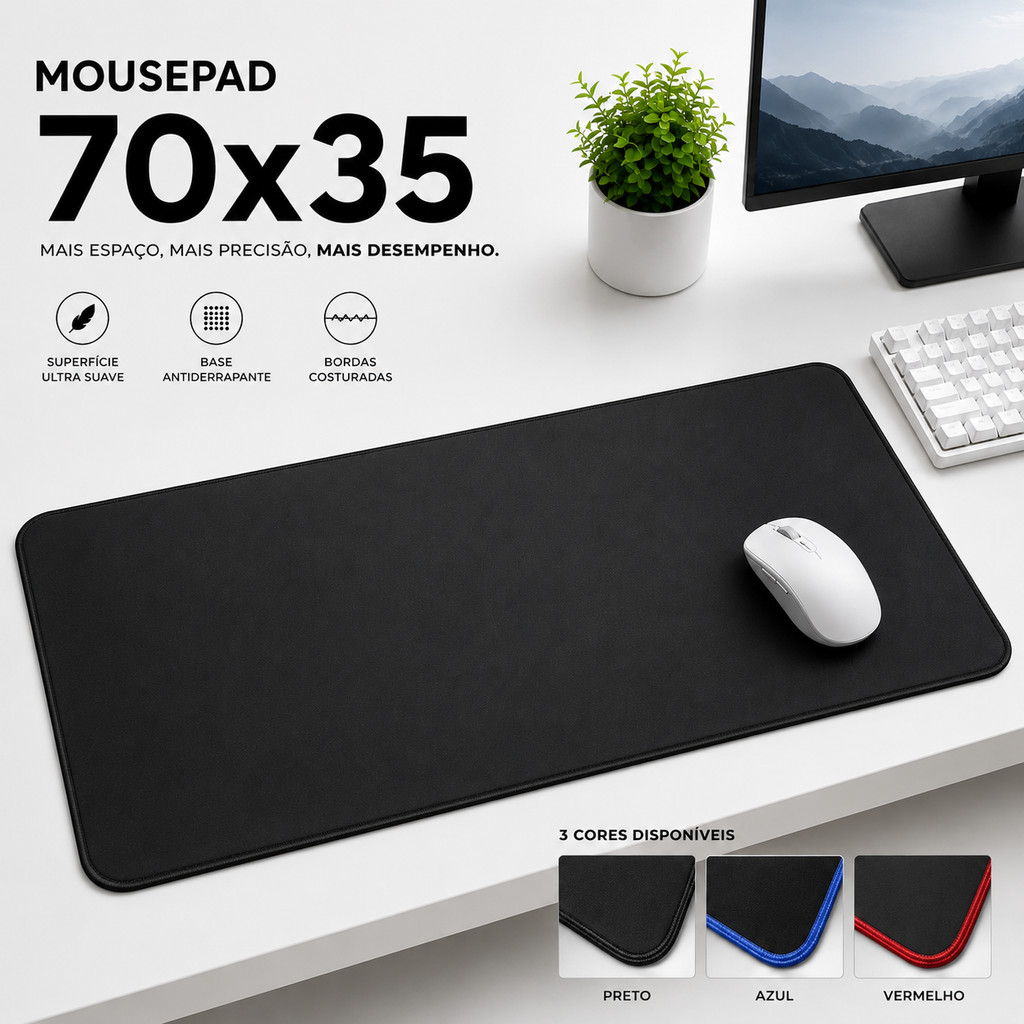 Mousepad Gamer Grande Premium 70X35 Borda costurada antiderrapante