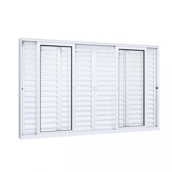 Janela de Alumínio Veneziana 120x200cm 4 Folhas Móveis 2 Fixas com Vidro Lucasa Eccellente