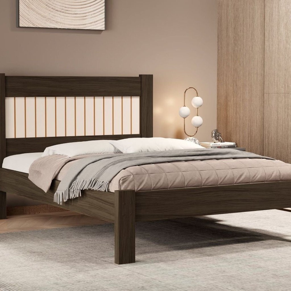 Cama Casal para Quarto em MDF Bela Soft Marrom/Chocolate