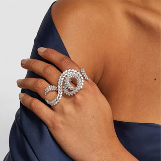 Anel de orelha de trigo abrindo anel de strass ajustável anel de anel integrado Multi-anel