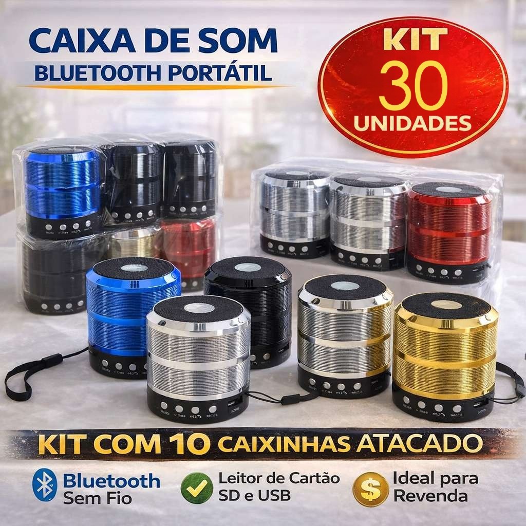 Atacado KIT 30 Mini Caixinha De Som 887 Bluetooth Portátil Bateria Recarregável