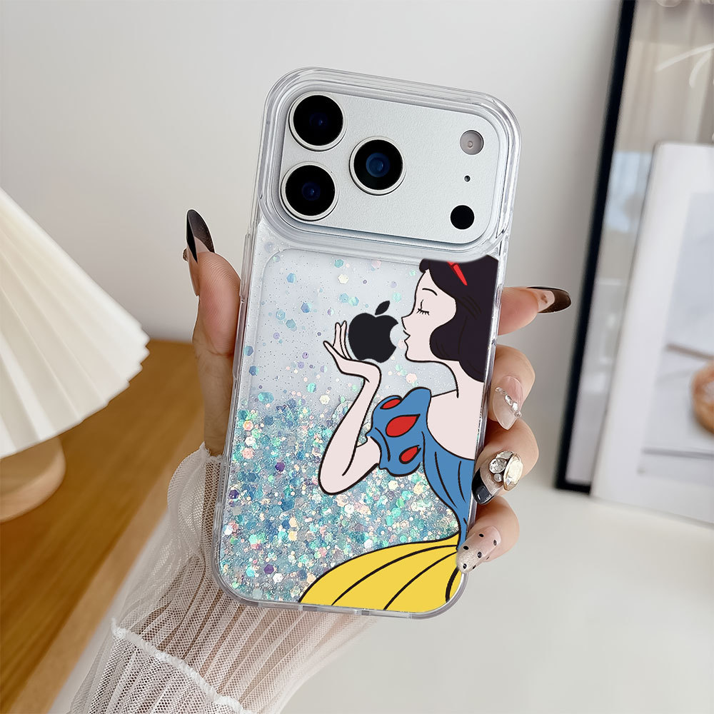 Linda Glitter Caso Capa Para IPhone 13 11 12 14 15 16 16E 17 Ar Pro XS Max XR Normal Apple Princesa