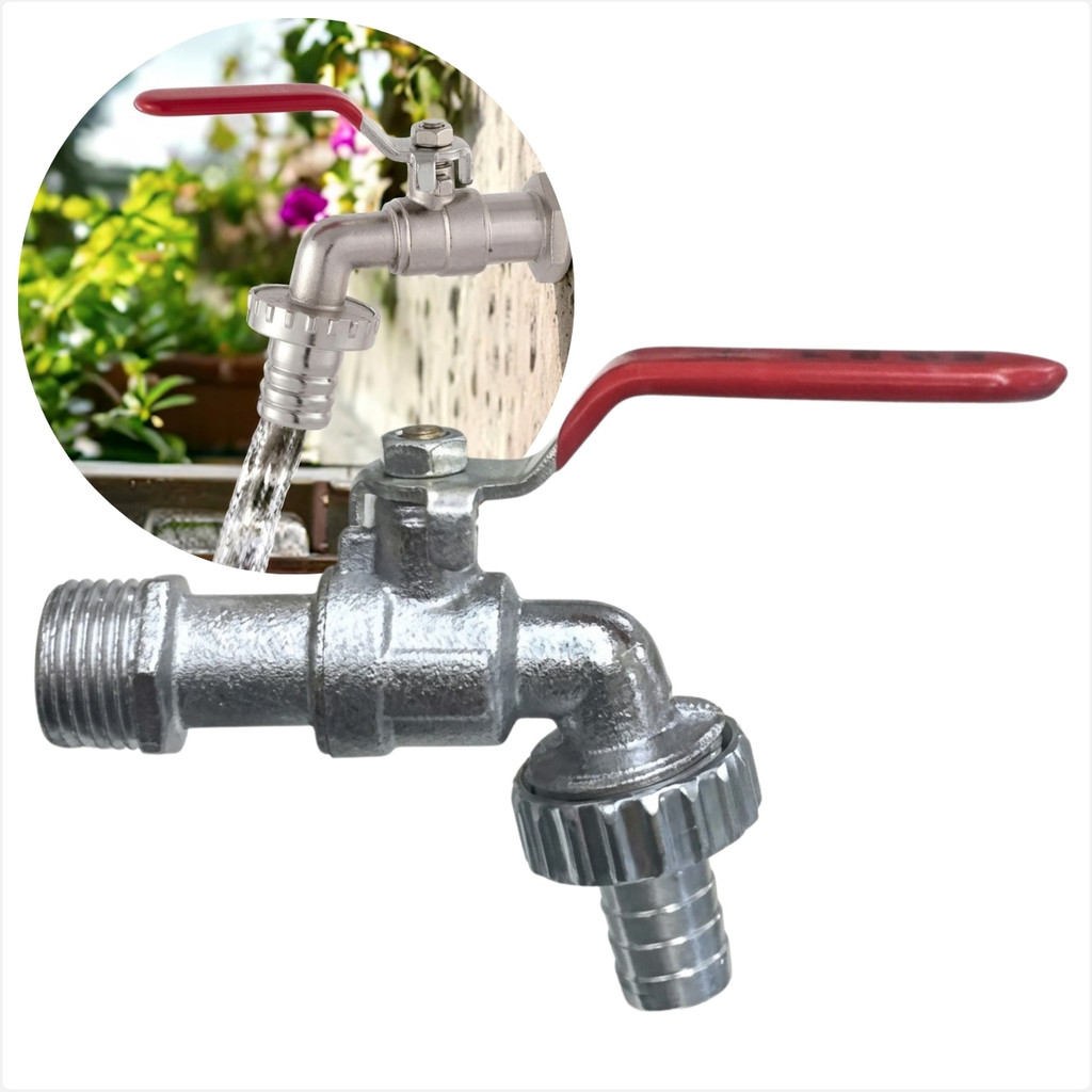 Torneira de Parede Esfera Metal para Jardim Tanque Área de Serviço 1/2 com Bico
